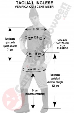 Misure del costume carnevale robin hood adulto taglia L