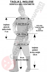 Misure del costume carnevale robin hood adulto taglia L