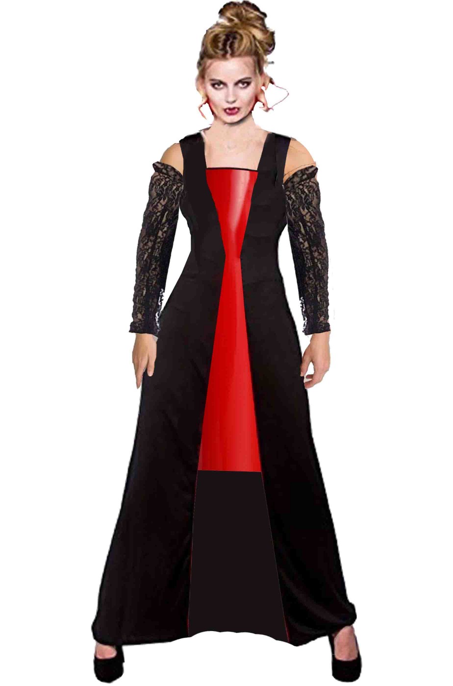 Costume halloween donna vampira nera e rossa