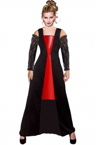 Costume halloween donna vampira nera e rossa