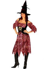 Vestito Halloween donna strega elegante bordeaux
