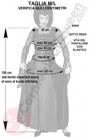 Misure del costume Halloween da vampira nera e rossa