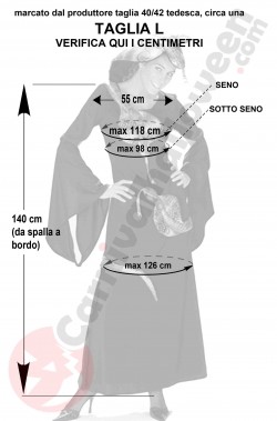 Misure costume di carnevale da serpente cobra donna taglia L