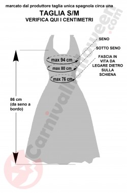 Misure del costume di Marilyn Monroe economico taglia SM