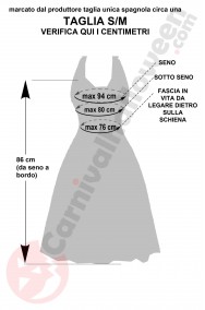 Misure del costume di Marilyn Monroe economico taglia SM