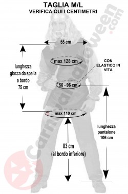 Misure del costume asterix adulto taglia ML