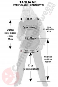 Misure del costume asterix adulto taglia ML