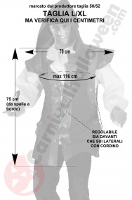 Misure giacca a gilet senza maniche medievale taglia L/XL