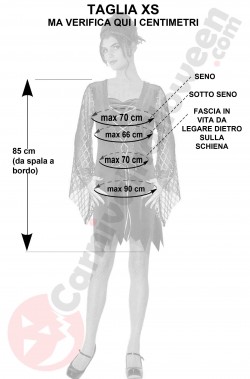 Misure costume medievale da donna corto taglia XS