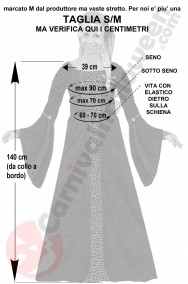 Misure costume medievale dama taglia SM