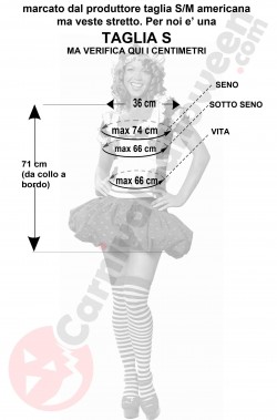Misure costume carnevale donna bambola di pezza taglia S