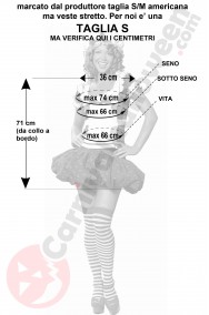 Misure costume carnevale donna bambola di pezza taglia S