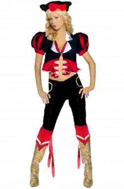 Costume Torero donna rosso e nero con bordature oro