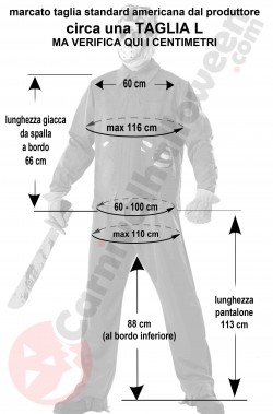 Misure costume di Jason Halloween adulto taglia L