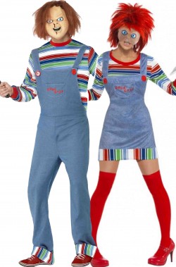 Coppia di costumi halloween bambole assassine chucky