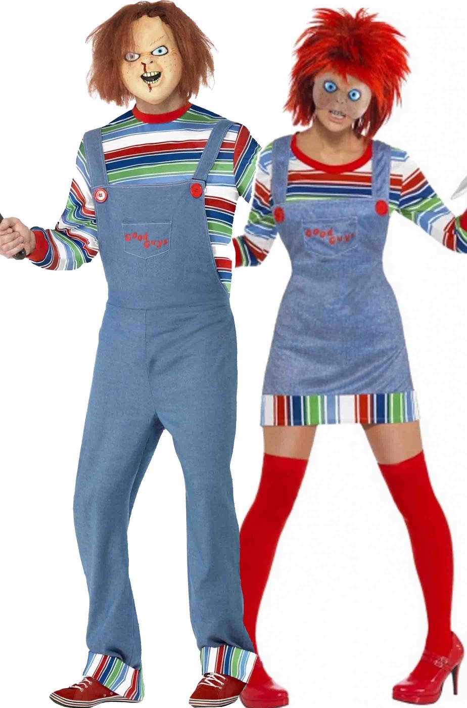 Coppia di costumi halloween bambole assassine chucky
