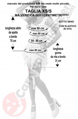 Misure costume halloween donna mummia taglia XS