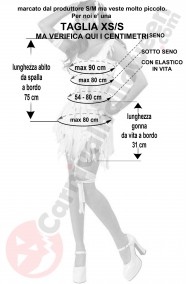 Misure costume halloween donna mummia taglia XS