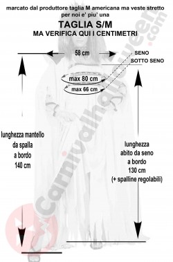 Misure costume halloween donna vampira bianca taglia M