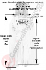 Misure costume halloween donna vampira bianca taglia M