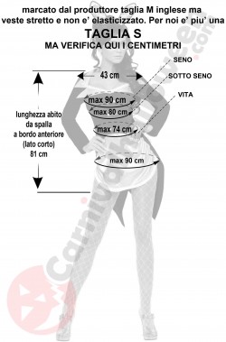 Misure costume da coniglietta cabaret nera con frac taglia S