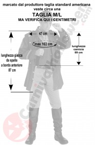 Misure costume steampunk cavalleria americana taglia M