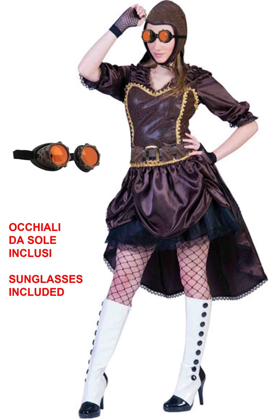 Costume Steampunk donna pilota di mongolfiera Costume Steampunk donna pilota di mongolfiera
