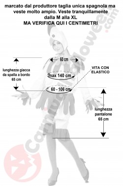 Misure costume di carnevale da gallina taglia M L e XL