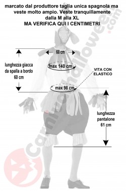 Misure costume di carnevale da gallo taglia M L e XL