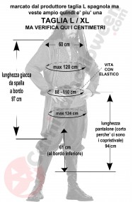 Misure costume da pirata uomo corsaro rosso taglia XL