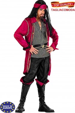 Costume da pirata uomo corsaro rosso dei caraibi