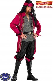 Costume da pirata uomo corsaro rosso dei caraibi