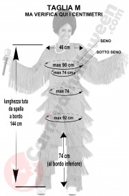 Misure del costume pop star anni 70 azzurro taglia M