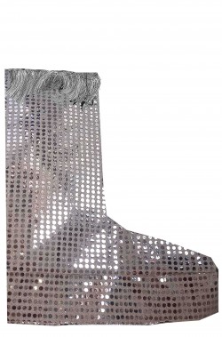 Dettaglio copristivale argentato di paillettes anni 70