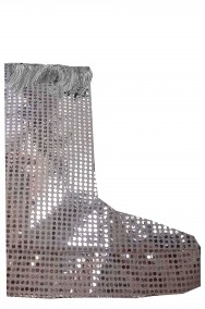 Dettaglio copristivale argentato di paillettes anni 70