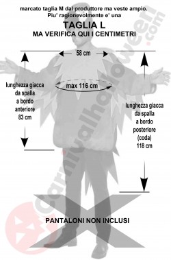 Misure costume da pappagallo adulto taglia M L XL