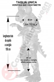 Misure del costume da dinosauro adulto taglia grande