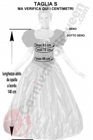 Misure del vestito da dama elegante nero e lilla taglia S