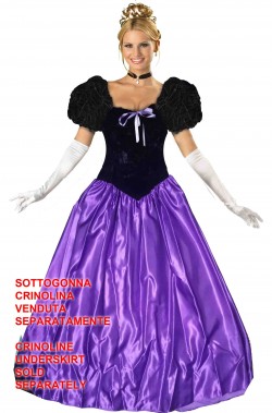 Vestito da Dama elegante Nero e Lilla spalle a palloncino