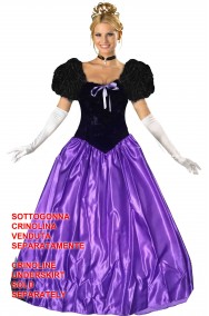 Vestito da Dama elegante Nero e Lilla spalle a palloncino