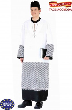 Costume da prete realistico sacerdote bianco e nero