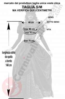 Misure costume da vampira vittoriana di gran classe lungo