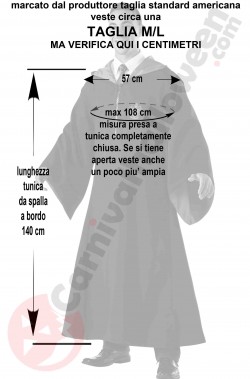 Misure del costume di Harry Potter adulto completo taglia M/L