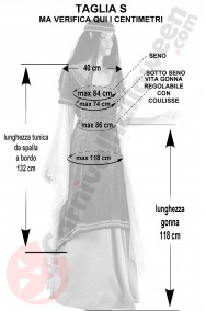 Misure costume dama medievale Elfa taglia S