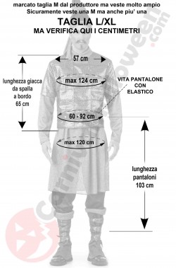Misure del costume da guerriero cinese taglia M L XL