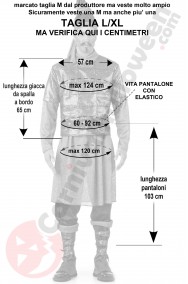 Misure del costume da guerriero cinese taglia M L XL