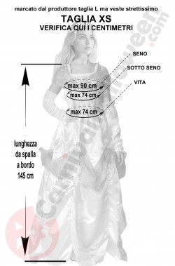 Misure costume da principessa bianca delle favole