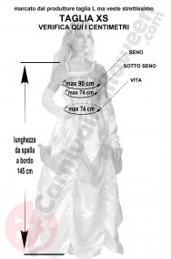 Misure costume da principessa bianca delle favole