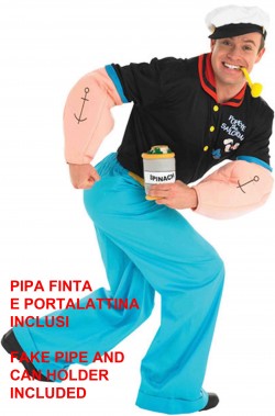 Costume di Braccio di Ferro con la pipa e gli spinaci