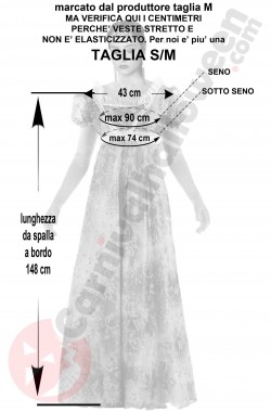 Misure dell'abito verde da matrimonio Giuseppina taglia S/M